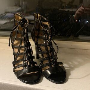 Nine West Black Lace-Up Heels